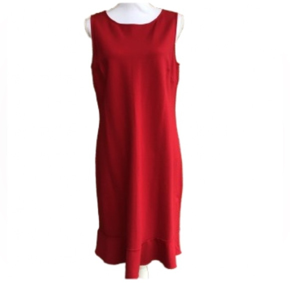 Chic Red Midi Dress Lands End 14 Red Sleeveless